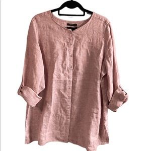 NWOT Tahari 100% Linen Button Down Tunic, Size 1X